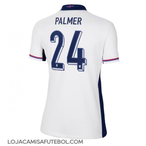 Camisa de Futebol Inglaterra Cole Palmer #24 Equipamento Principal Mulheres Europeu 2024 Manga Curta